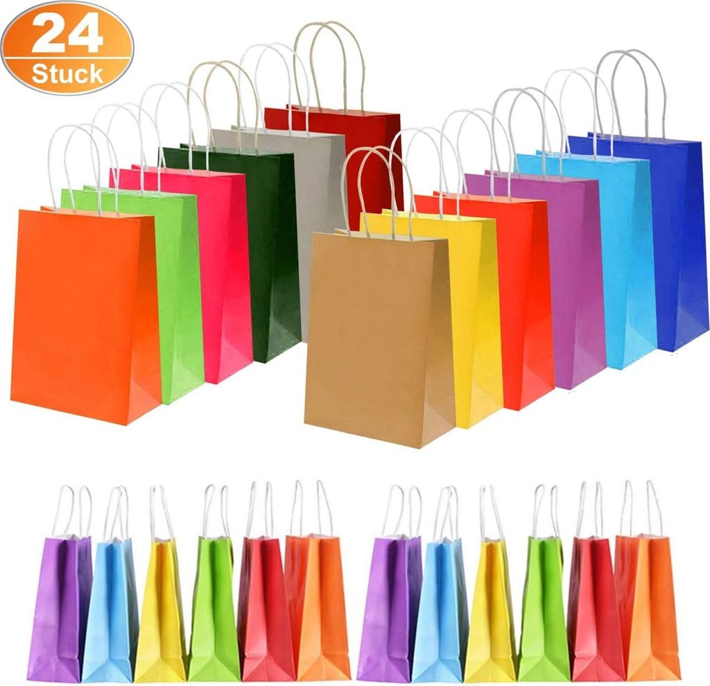 24 Stück Papier-Geschenktüten, bunte Papiertüten, Produktbild 1
