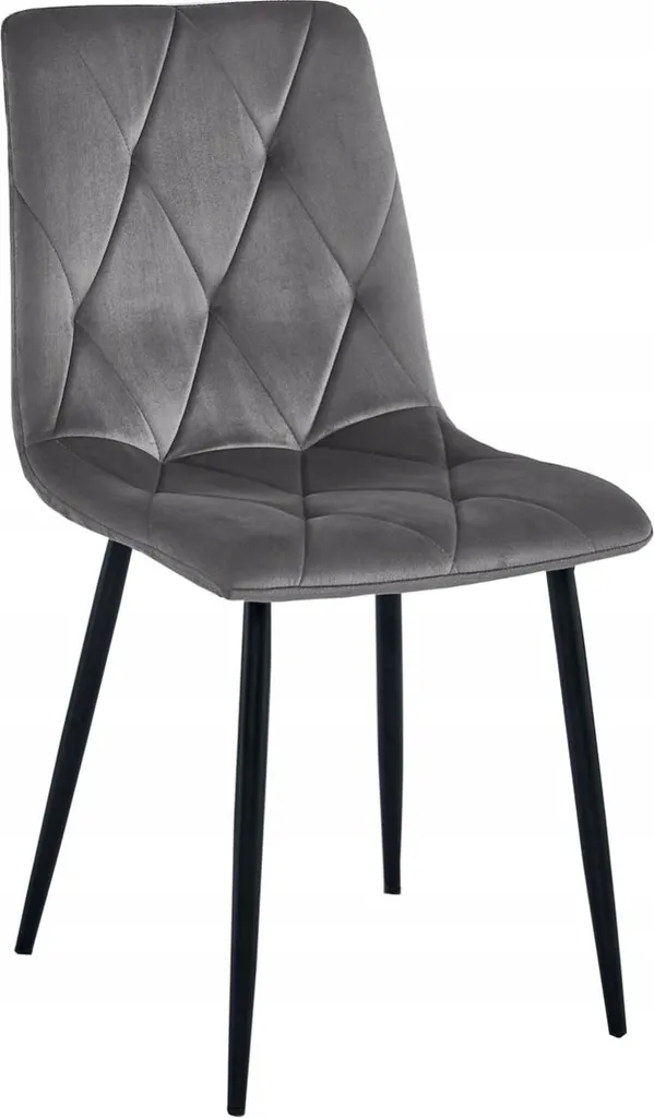 Chaise en velours gris VELVET rembourrée, assise douce et dossier fixe
