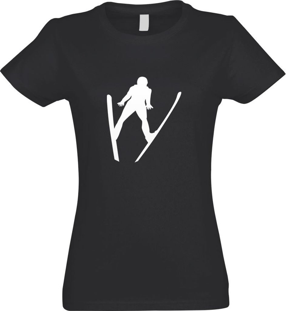 Kiwistar - T-Shirt tailliert - Damen - Graphit - Skispringen Sportler Figur - mit Motiv Bedruckt - Funshirt Design - Sport - Freizeit - Damen - XL