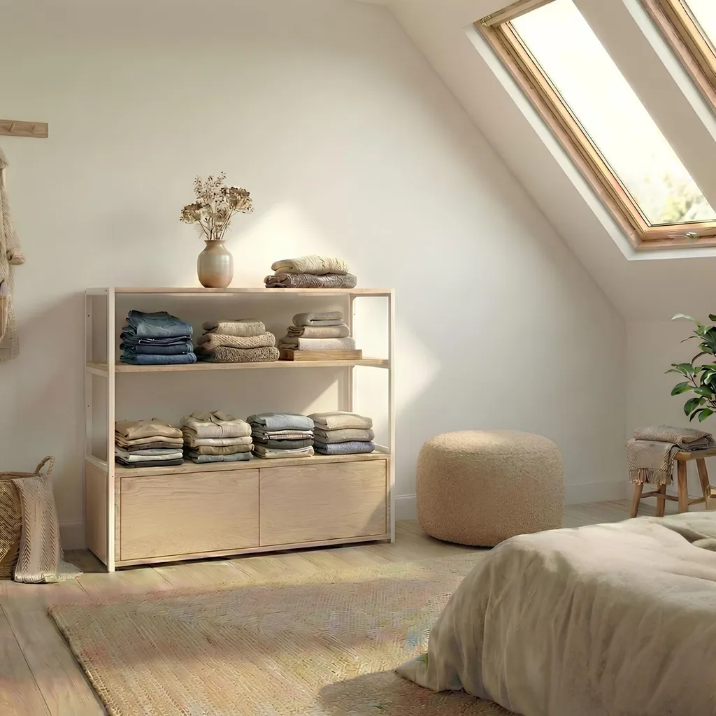 Appendiabiti da soffitta KADRA 100x85cm con armadio e cassetti