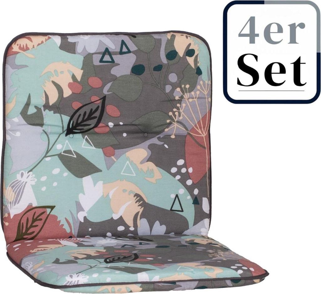 4er Set Niedriglehner Auflage Eger, Motiv - abstrakt, bunt, 96x47x5cm