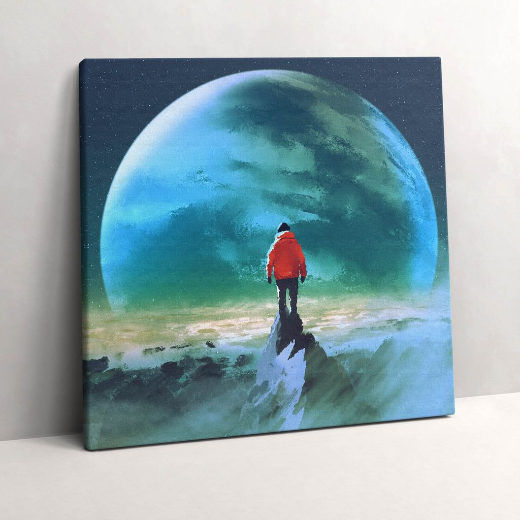 Man in the moon – Leinwandbild Wandbild – 60x60 cm – Leinwandbilder – Wandbilder – Schlafzimmer – Flur