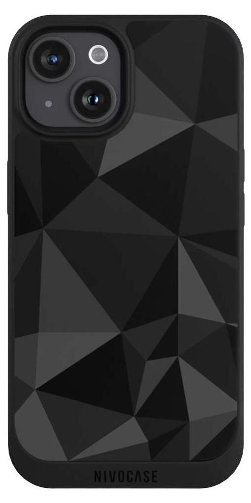 NIVOCASE Handyhülle für Apple iPhone 15 Hülle NIVOpure Case Schwarz Abstrakt Geometric Muster