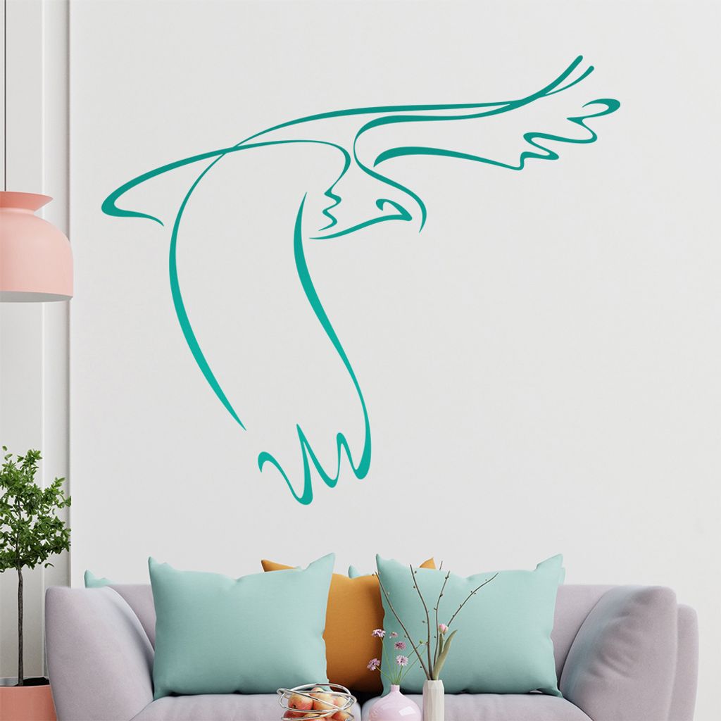 Adler Linien Wandtattoo in 6 Größen - Wandaufkleber Wall Sticker - Dekoration, Küche, Wohnzimmer, Schlafzimmer, Badezimmer