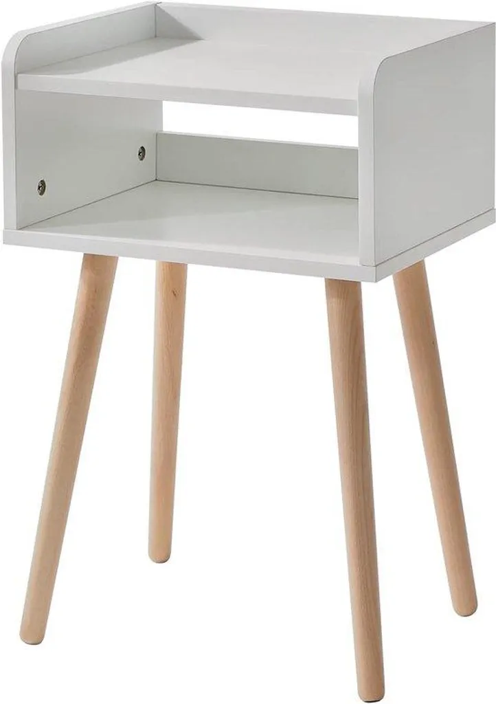Table de chevet en bois massif sans tiroir blanche style épuré