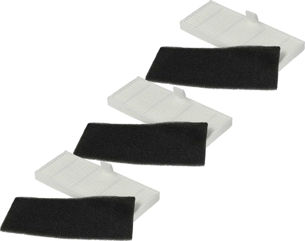 vhbw Filter-Set kompatibel mit Proscenic M8 Pro Saugroboter - 6x Ersatz-Filter (Schaum-Filter, Feinstaubfilter)