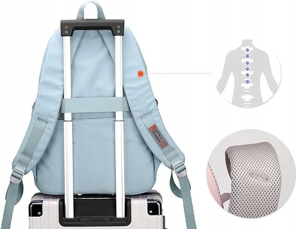 Sac à dos 30L imperméable bleu avec compartiments multifaces jeunesse