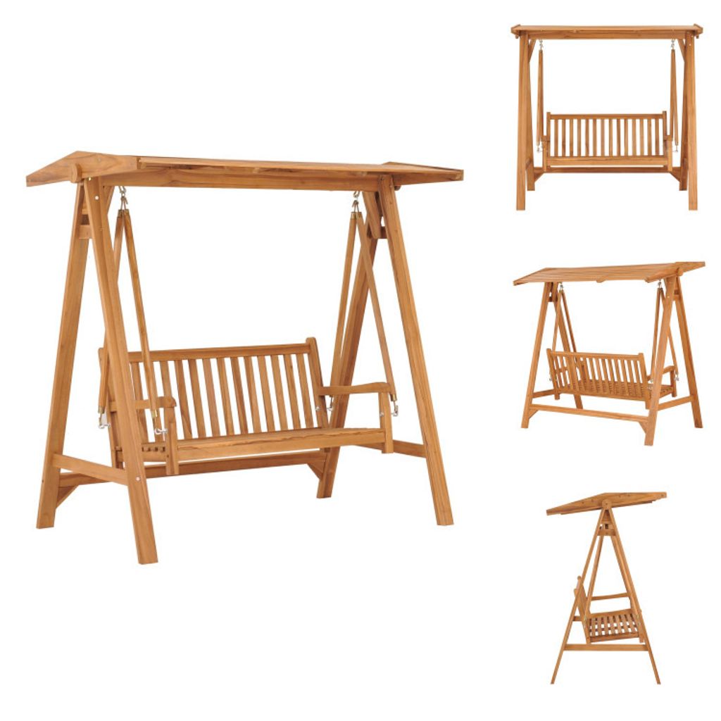 vidaXL Hollywoodschaukel 170 cm Massivholz Teak - Hollywoodschaukeln