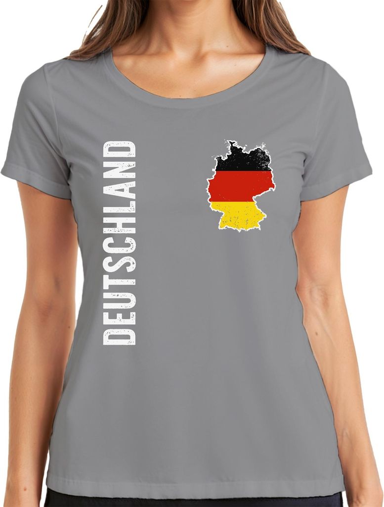 Deutschland Flagge Fußballer WM 2026 Weltmeisterschaft Trikot Damen T-Shirt, Grau, S