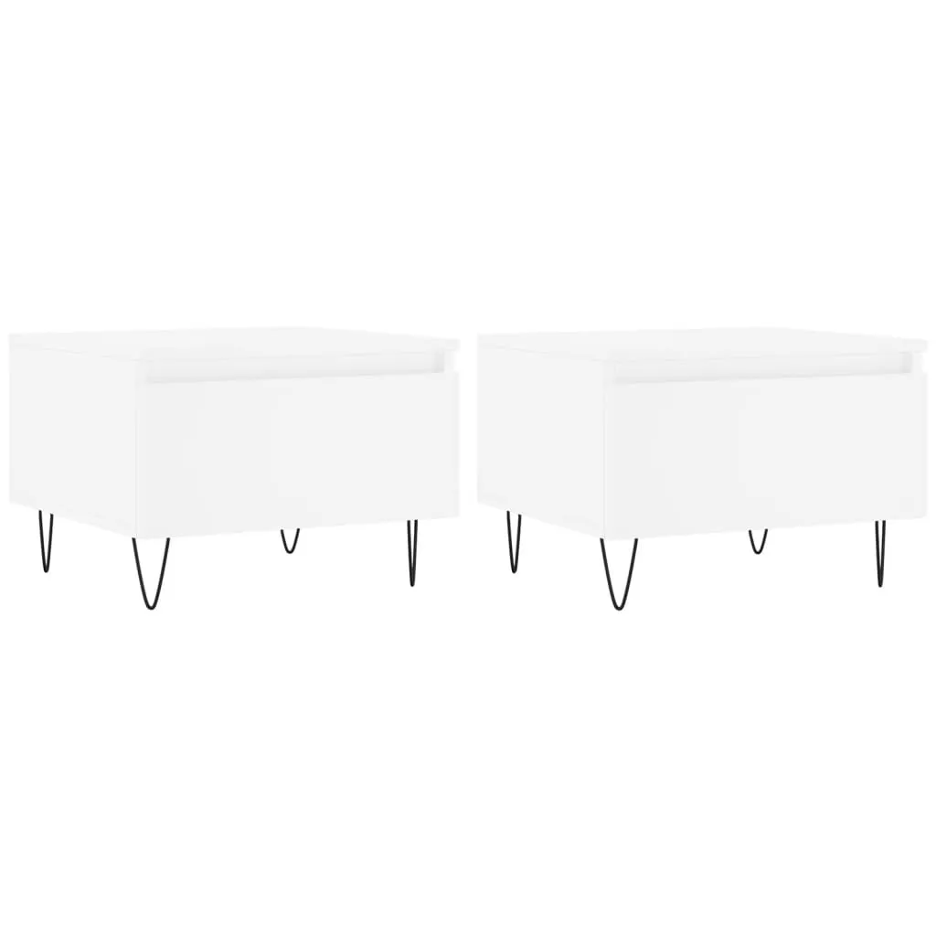 Set 2 Tavolini Bianco 50x46x35 cm - Design Moderno Legno Ingegnerizzato
