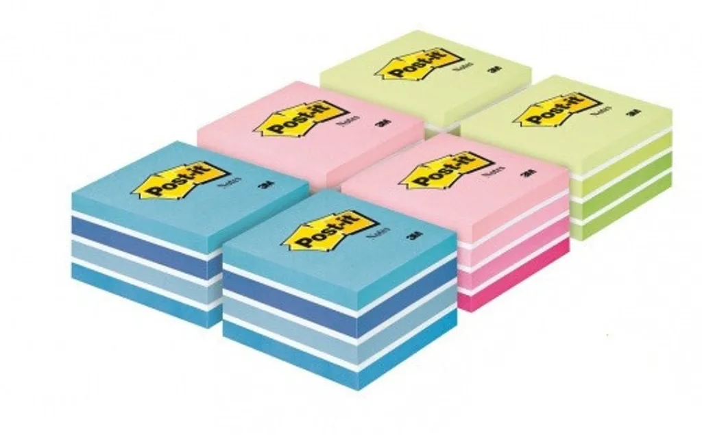 Post-it Carrés 76x76 mm pour Rappels et Messages Paquet de 6 Blocs Mix