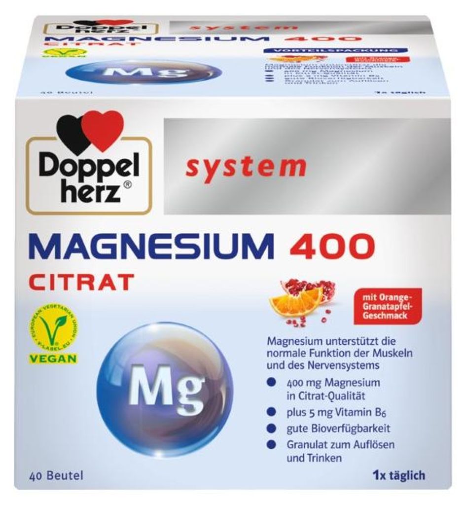 Doppelherz system Magnesium 400 Citrat trinkfertiges Granulat, 40 St. Beutel