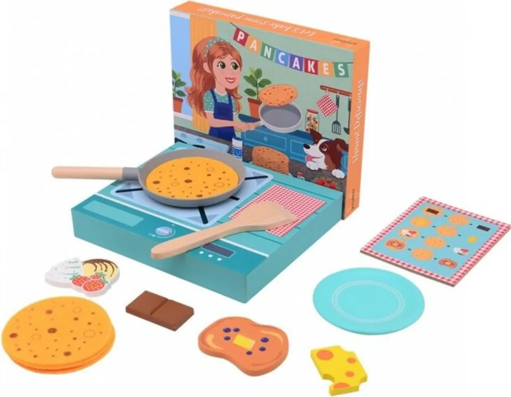 Dînette crêpes en bois pour goûter imaginaire et jeu de rôle enfant 36m+