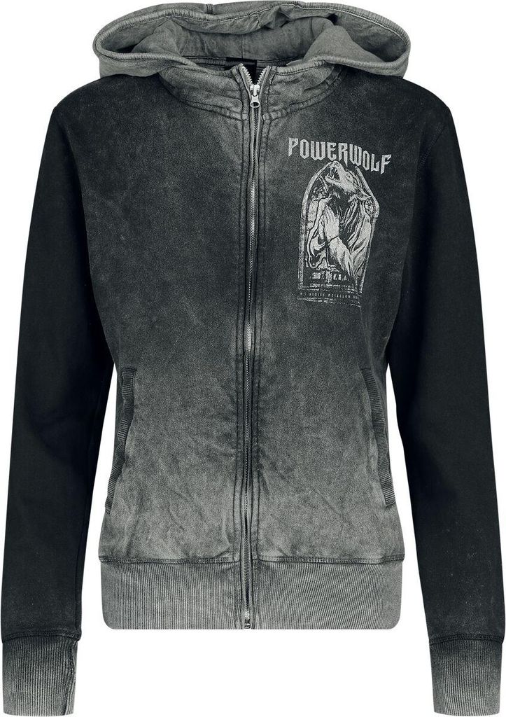 Powerwolf Kapuzenjacke Damen Lupus dei grau Band-Merch, Bands 100% Baumwolle M