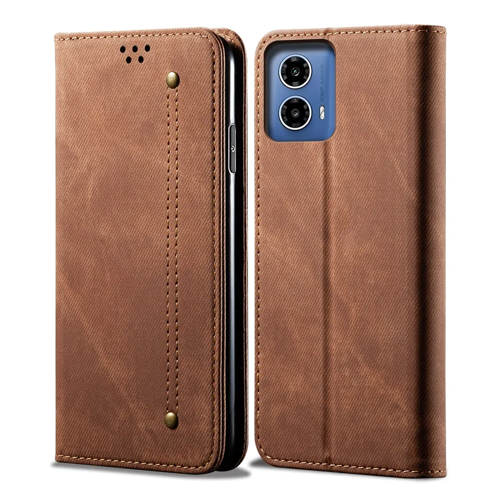 Cover Motorola Moto G85 con Portafoglio: Marrone, Resistente e Pratica