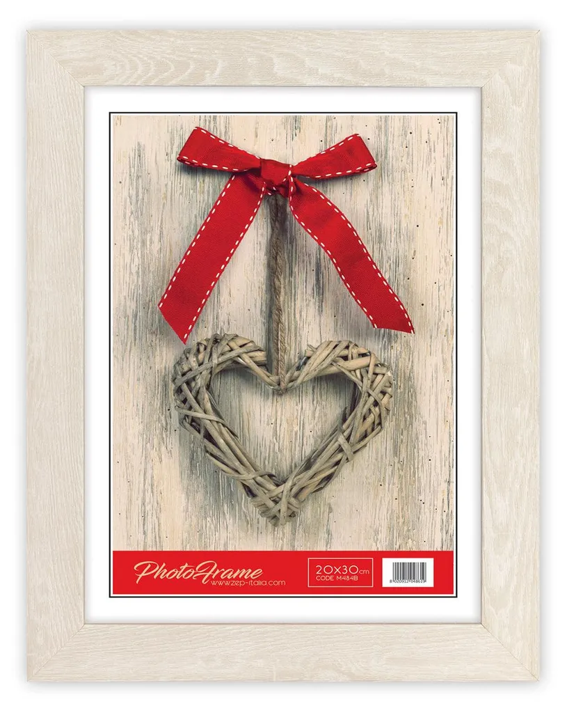 Cadre 20x30 cm ZEP M484W en bois blanc naturel avec vitre de protection