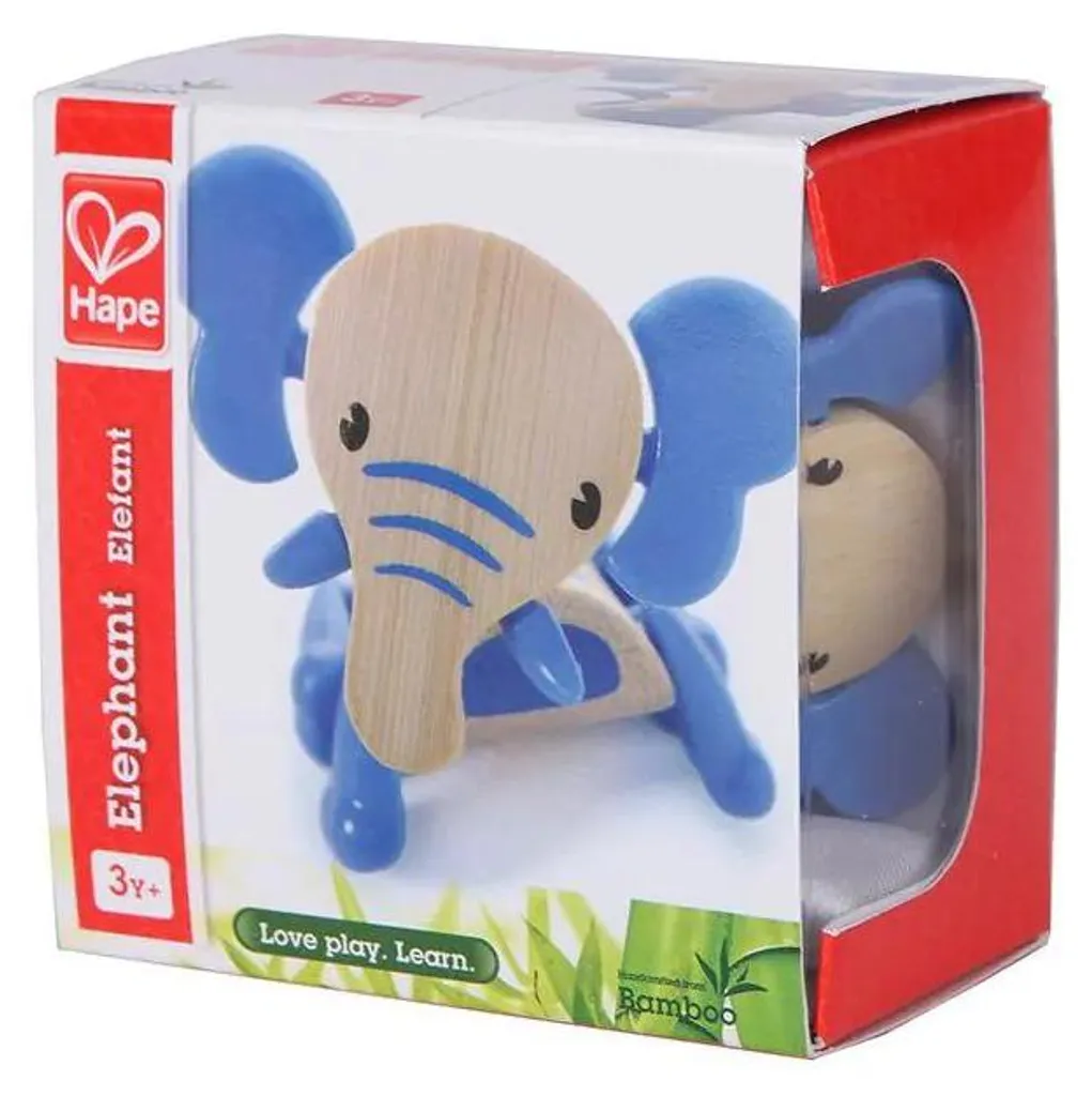 Jouet à pousser Éléphant en bambou Hape E5539 pour l'éveil de bébé