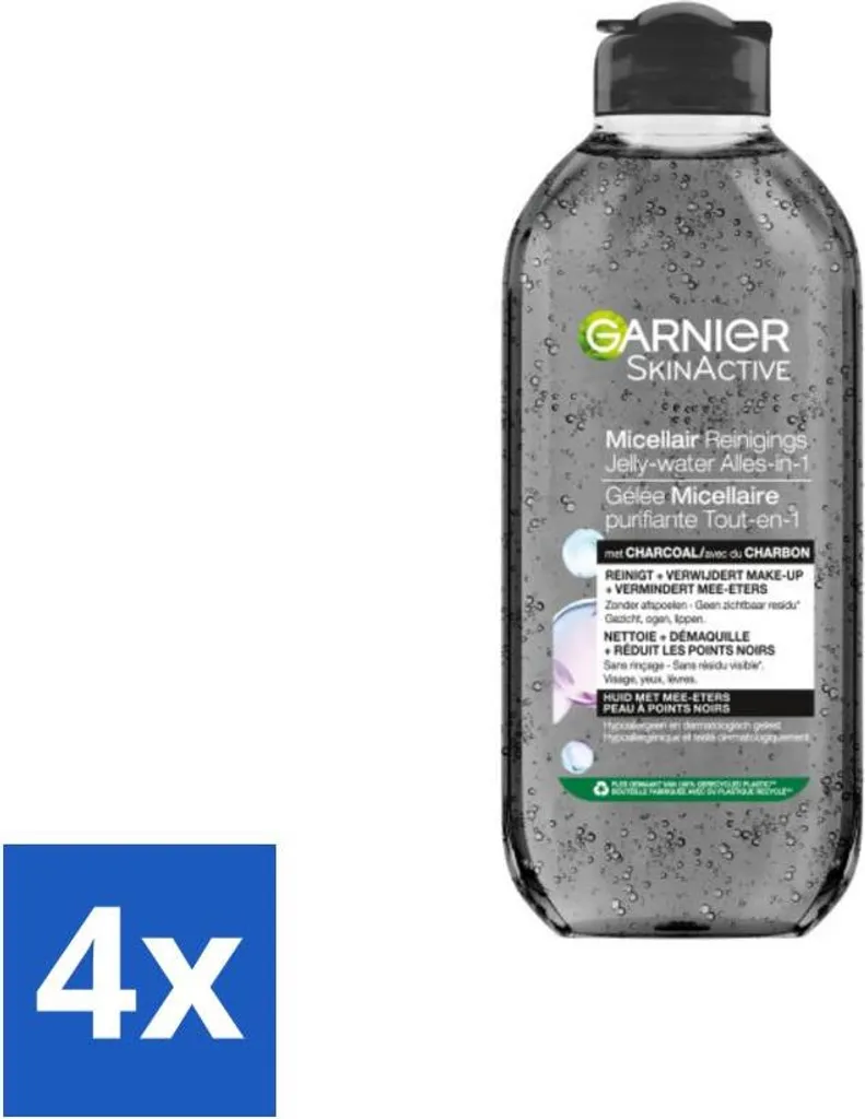 Adieu Impuretés : Eau Gélifiée Micellaire Charbon Garnier 400ml Lot x4