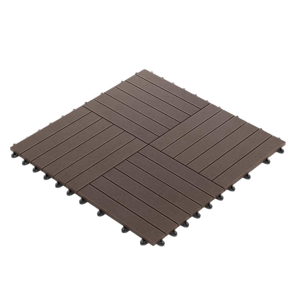 GUMI Terrassendielen Terrassenfliesen WPC Komposit 1 m² – Modulares System für Balkon und Terrasse | Montage ohne Werkzeug | Quadrate | Walnuss