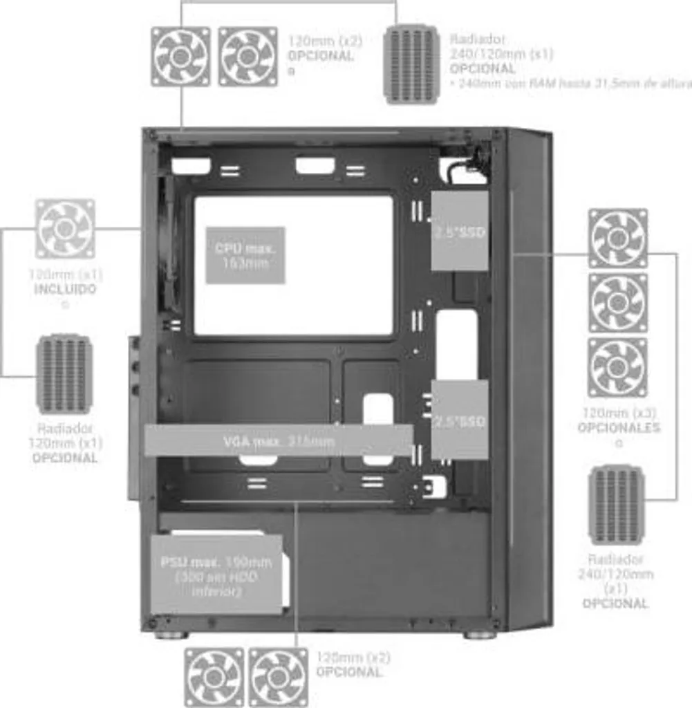 Mars Gaming MC-IPRO Boîtier PC Tour ATX Noir Idéal pour Setup Gaming - 6