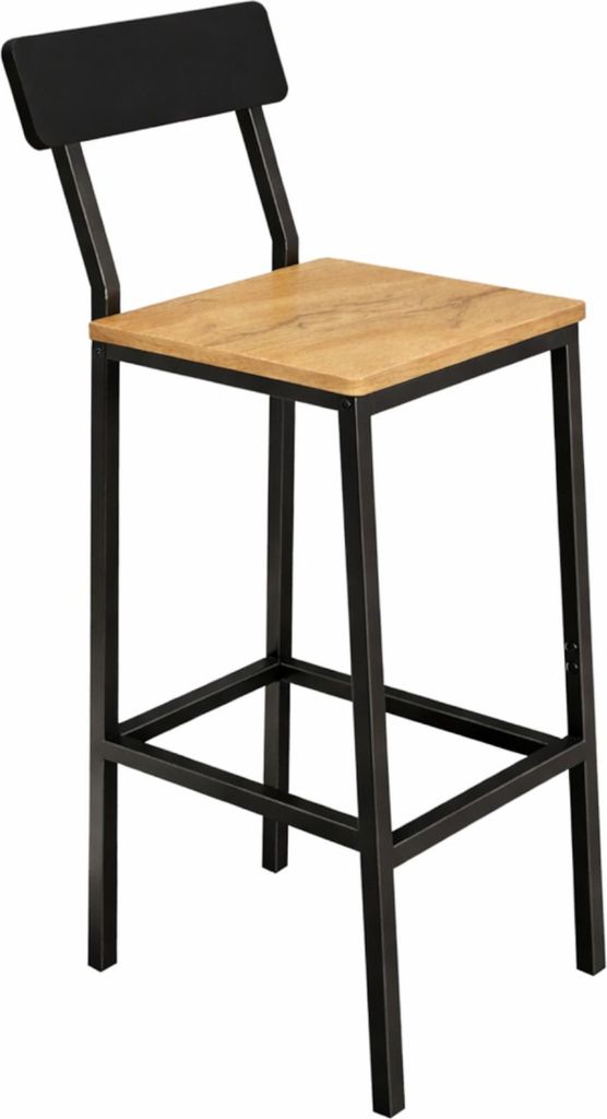 BEGRYF Barhocker Eichefarben MDF 90 cm, Küchenhocker mit Lehne, schwarz