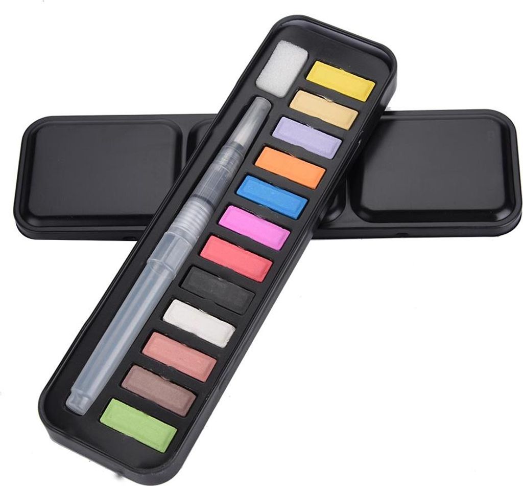 Feste Aquarellfarbe Set Lösliches Pigment Zeichnen Malerei Pinselfarbe (12 Farben)