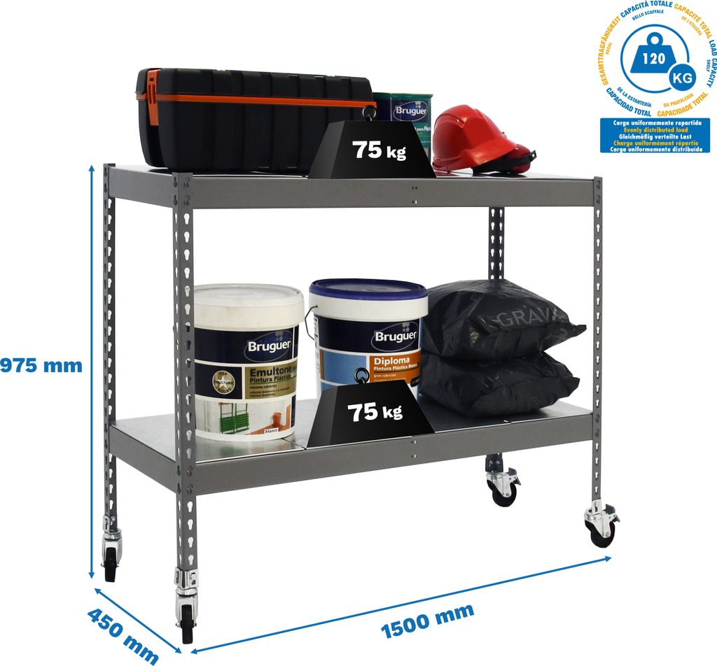 ECOFORTE MOB Metallregale. 1504-2 METALL 900 CINZA/GALVA