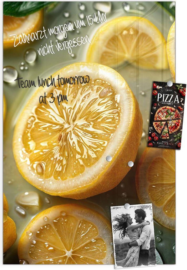 Magnettafel 60x90cm Pinnwand Whiteboard beschreibbar - Zitronenfrische