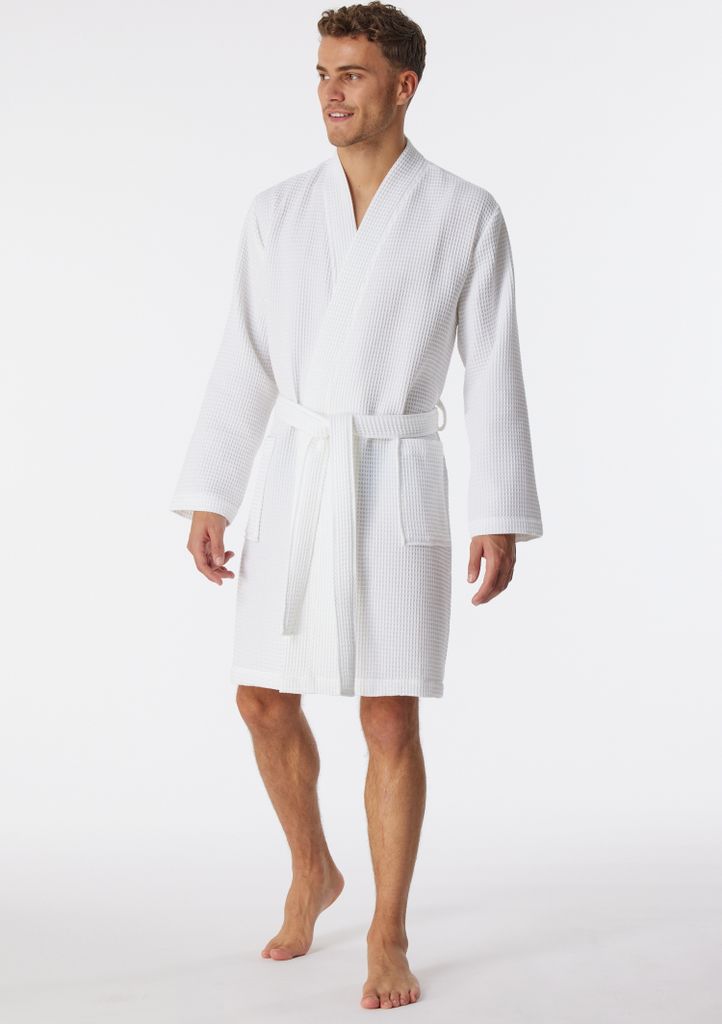 Schiesser Bademantel dunkelblau Waffelbaumwolle Essentials Produktbild 