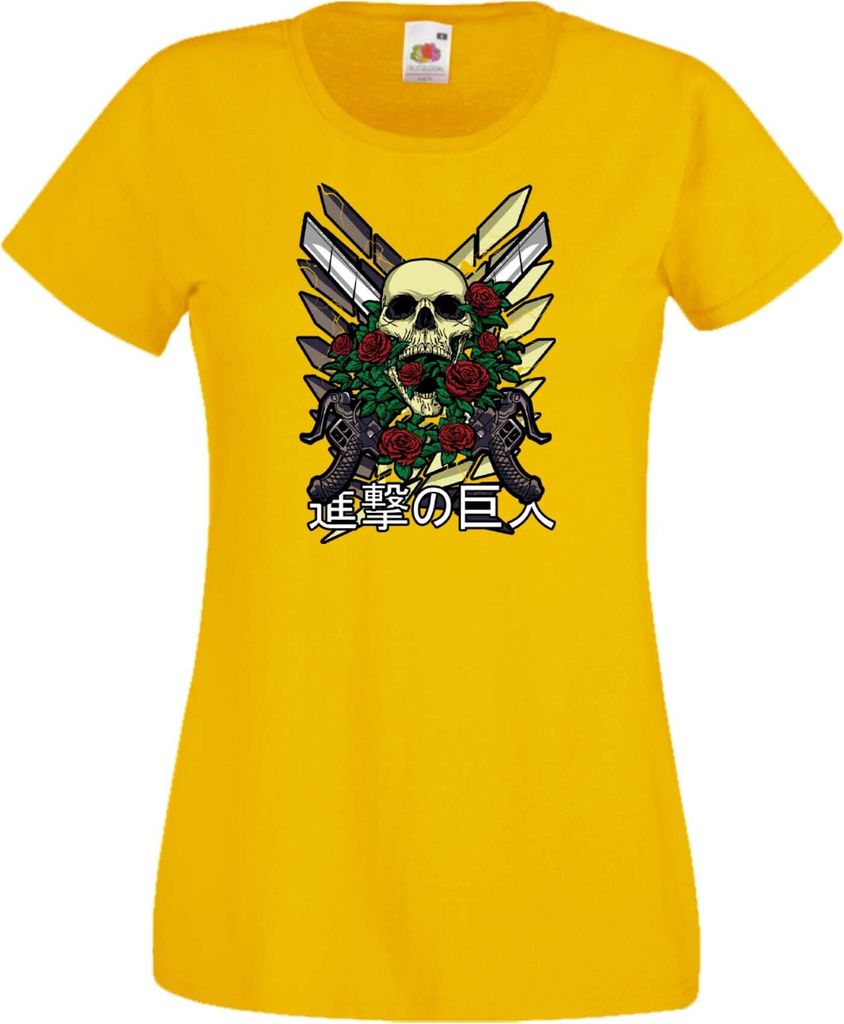 Damen T-Shirt Anime Manga Attack Anime On Titan 02 Beast Attack, Lady XL / Gelb
