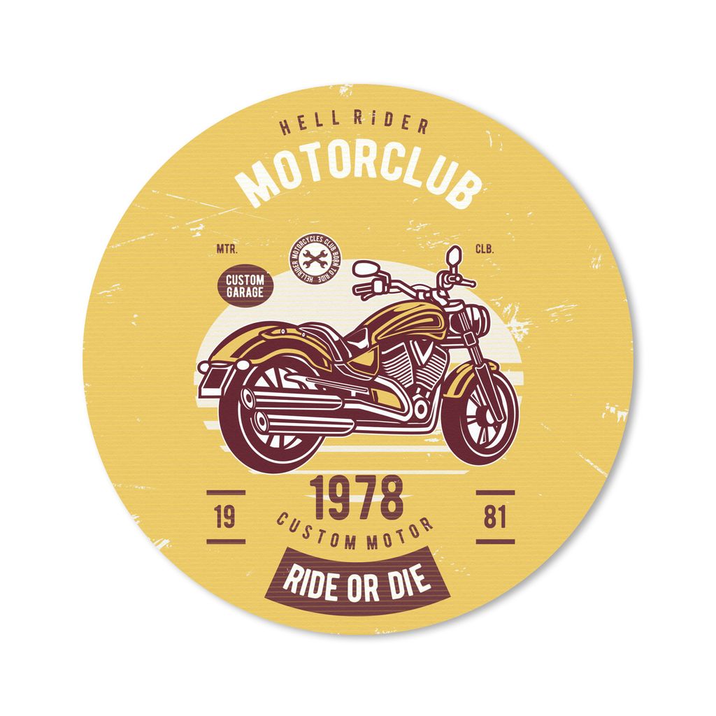 MuchoWow Mauspad Mousepad Motorrad - Gelb - Retro 30x30 cm - Mousepads - Maus Mat - Pad - Mausunterlage - Tischunterlage - Schreibtischmatten
