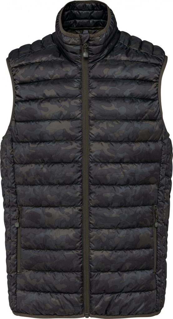 Kariban Herren Steppweste Weste Stepp Weste Jacke Winterweste, Größe:S, Farbe:Jungle Camo