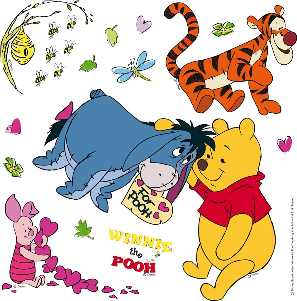 Disney Wandtattoo Polyurethander Bär Blau, Orange und Gelb - 600217 - 30 x 30 cm