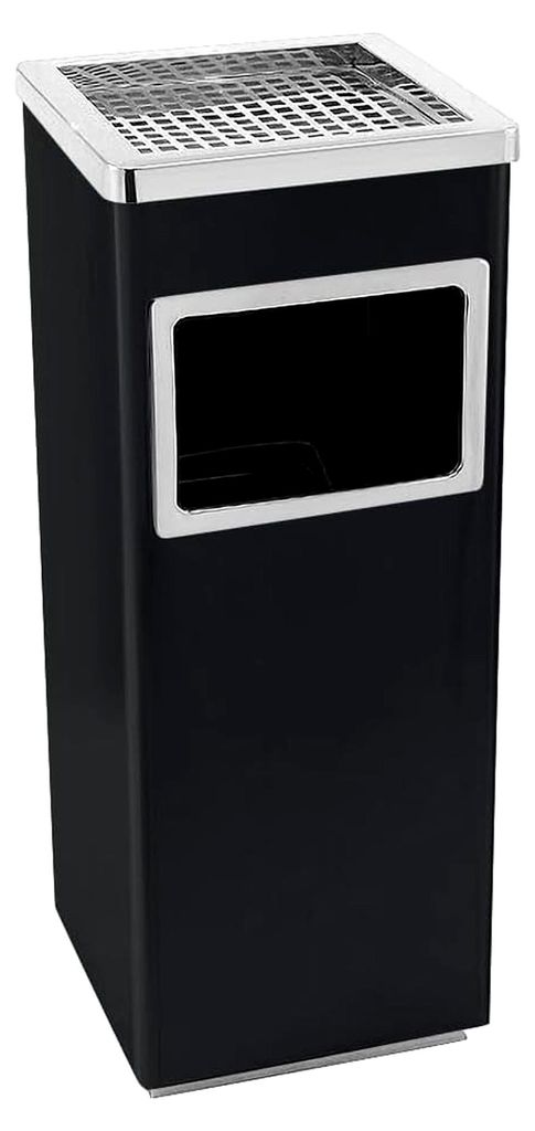 35 L Mülleimer mit Aschenbecher für den Außenbereich aus Stahl, mit Papierkorb und Eimer, freistehender Aschenbecher für Haus und Büro