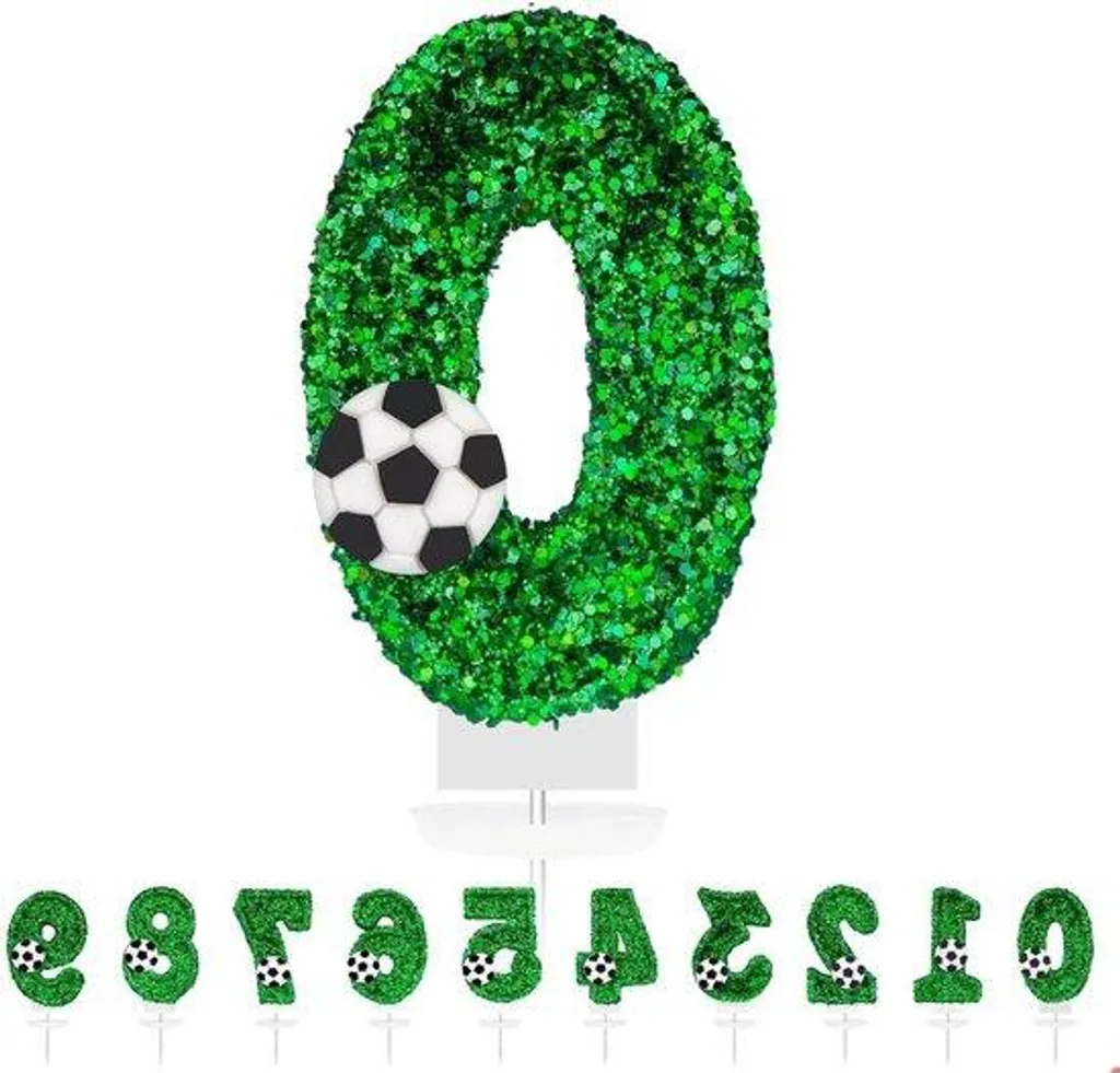 Bougies d'anniversaire football garçon - Kit déco gâteau thème sport 3D