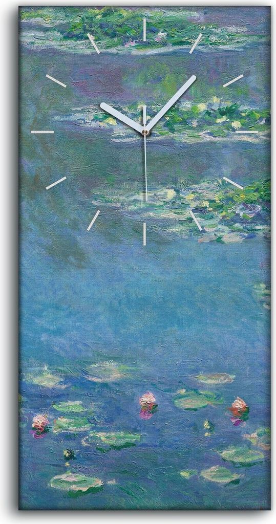 Wanduhr Uhr Wandbild Leinwand Geräuschlos Kunstdruck 30x60 Wasser Lillien - weiße Hände
