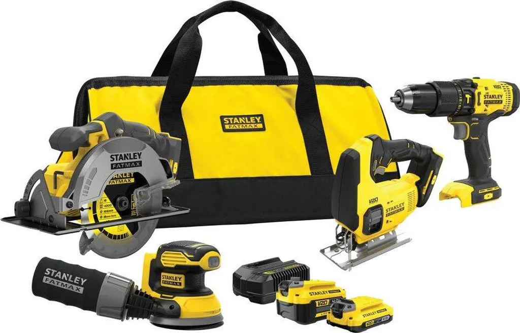 Kit combo 4 outils 18V V20 Stanley SFMCK412MD batteries 2Ah et 4Ah Li-Ion