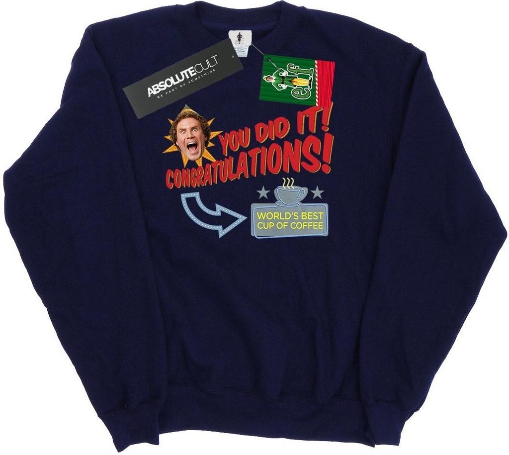Elf - "World's Best Coffee" Sweatshirt für Herren BI22312 (M) (Marineblau)