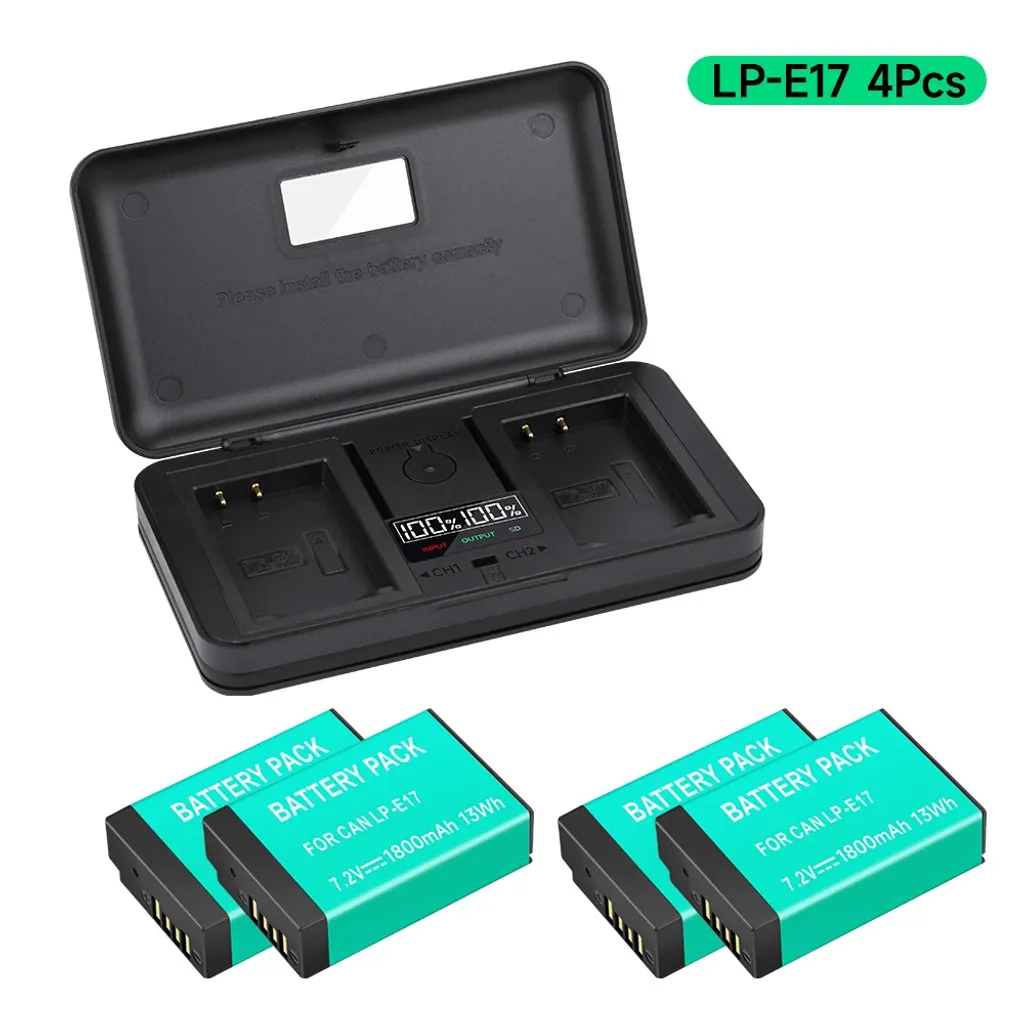 Batterie LP-E17 x4 pour Canon : chargeur double idéal pour le voyage