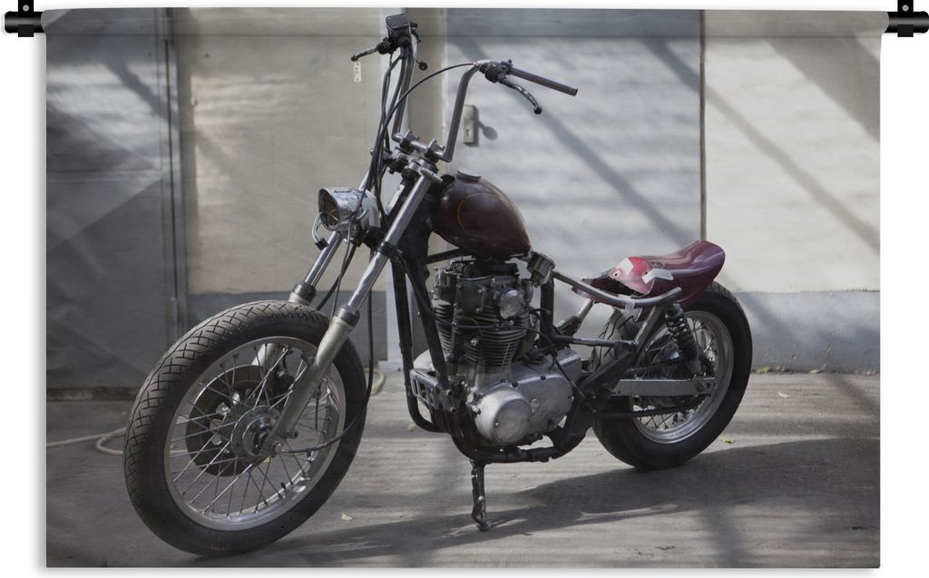 MuchoWow Wandteppich Wandbehang Ein altmodisches Chopper-Motorrad 90x60 cm Tapisserie Dekoration Wandtuch - Wandskulpturen - Bildteppich