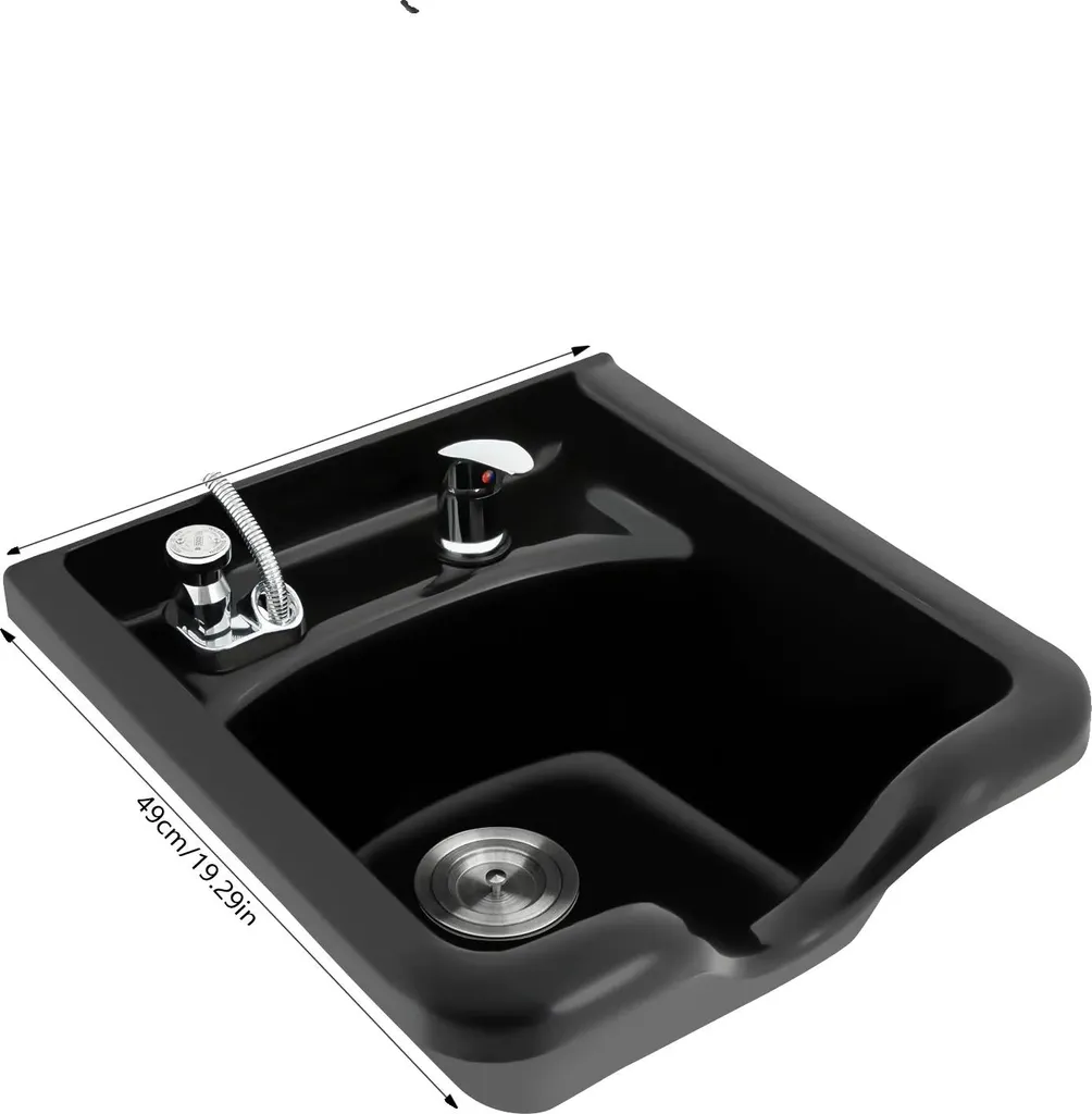 Lave-tête mural professionnel noir avec douchette et flexible extensible