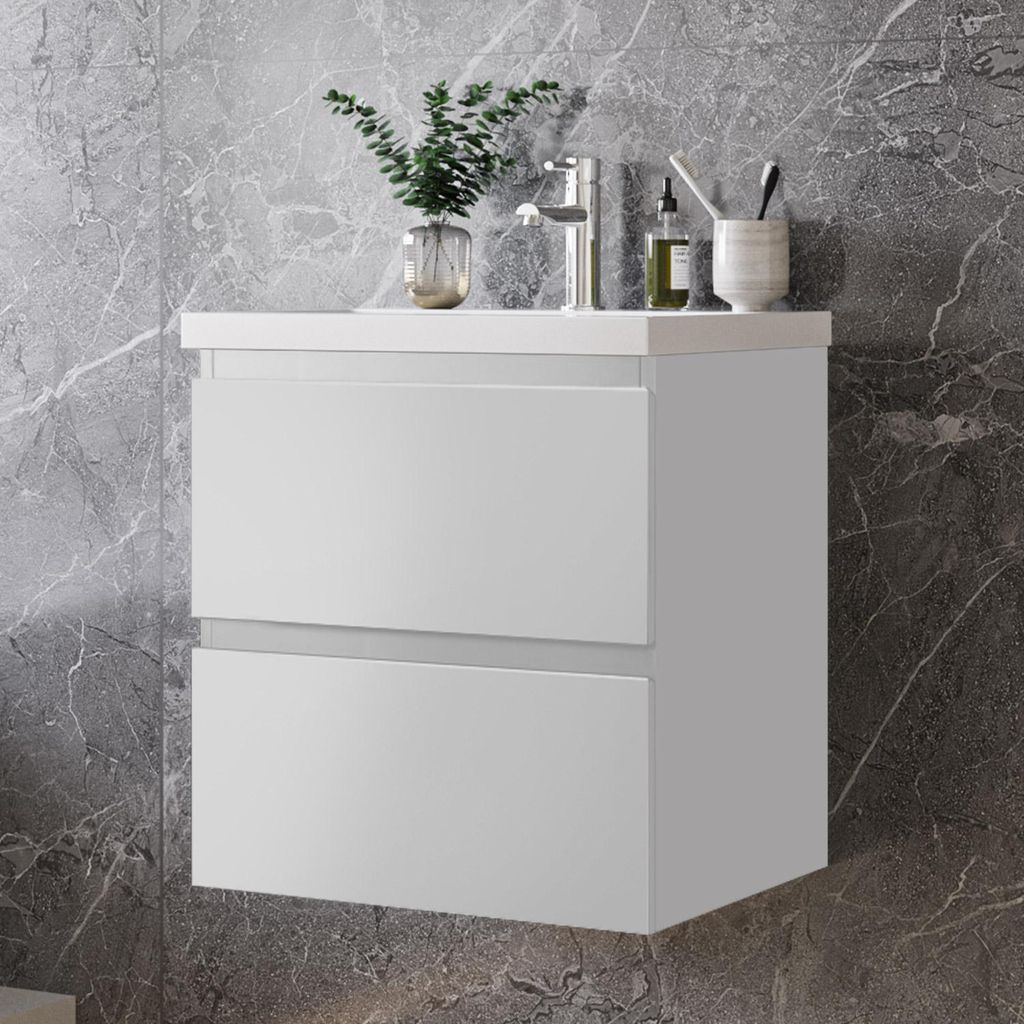 50 cm Badmöbel-Set Unterschrank mit Keramik waschtisch 2 Produktbild 