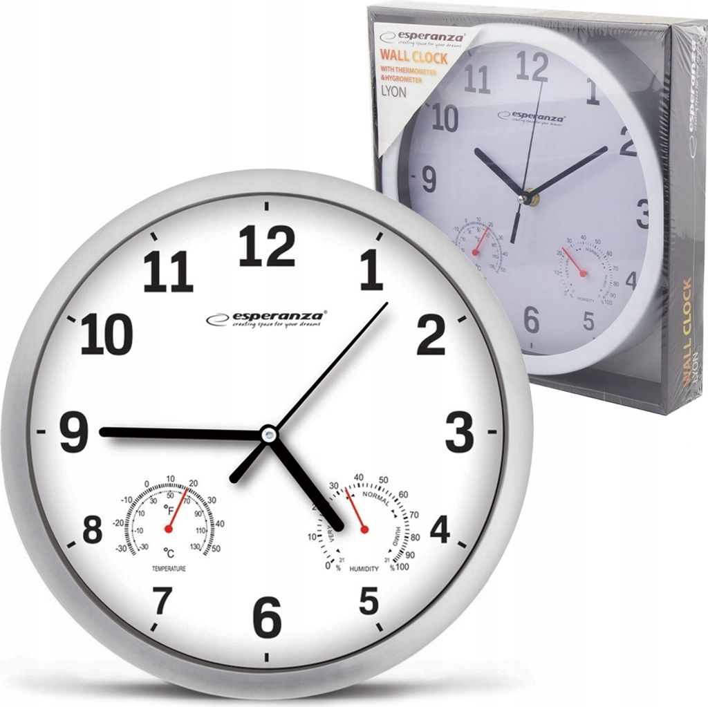 Esperanza EHC016W Mechanische Wanduhr Rund Weiß Produktbild 