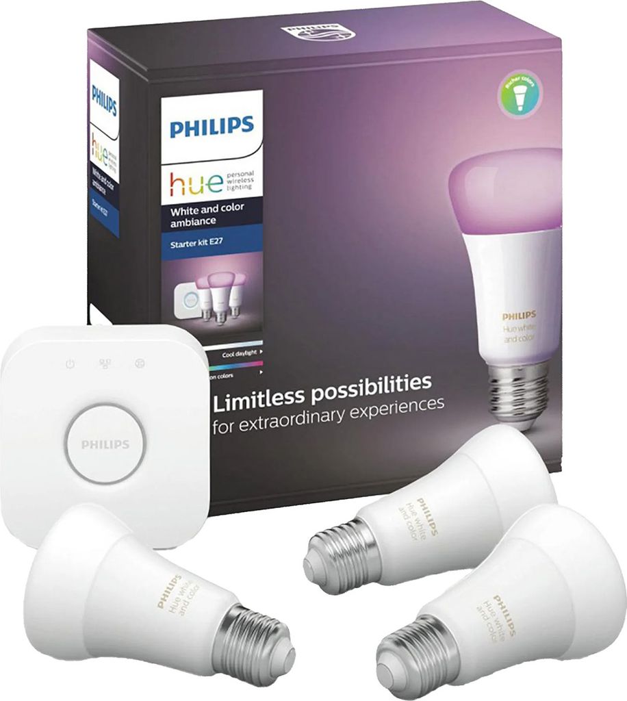 Philips Hue White and Color Ambiance LED Starter Kit 3xE27 + Bridge Bluetooth weiß 0MB