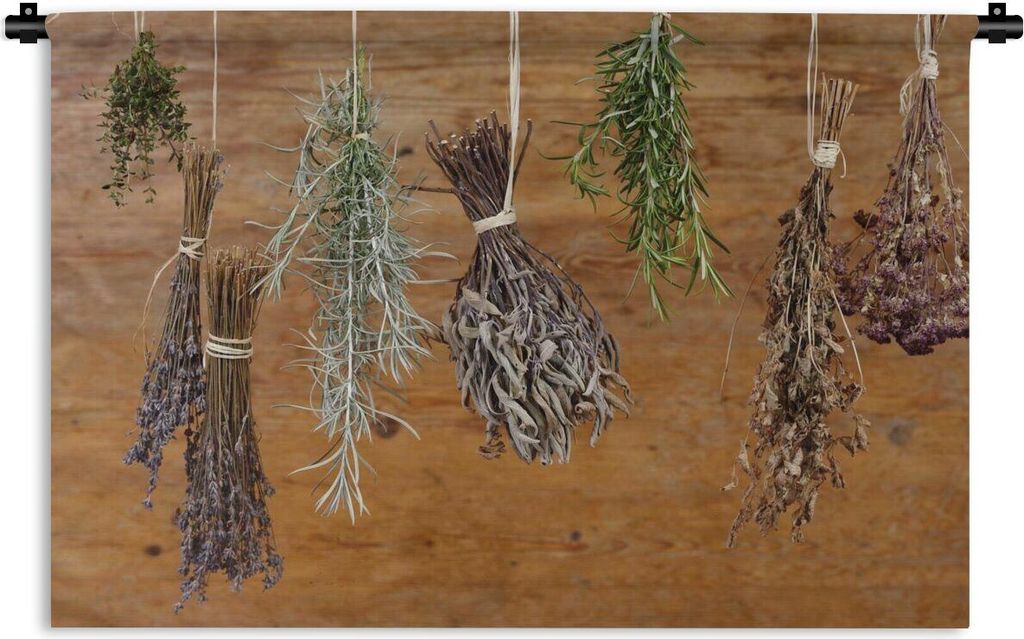 MuchoWow Wandteppich Wandbehang Getrocknete Kräuter 60x40 cm Tapisserie Dekoration Wandtuch - Wanddekorationen
