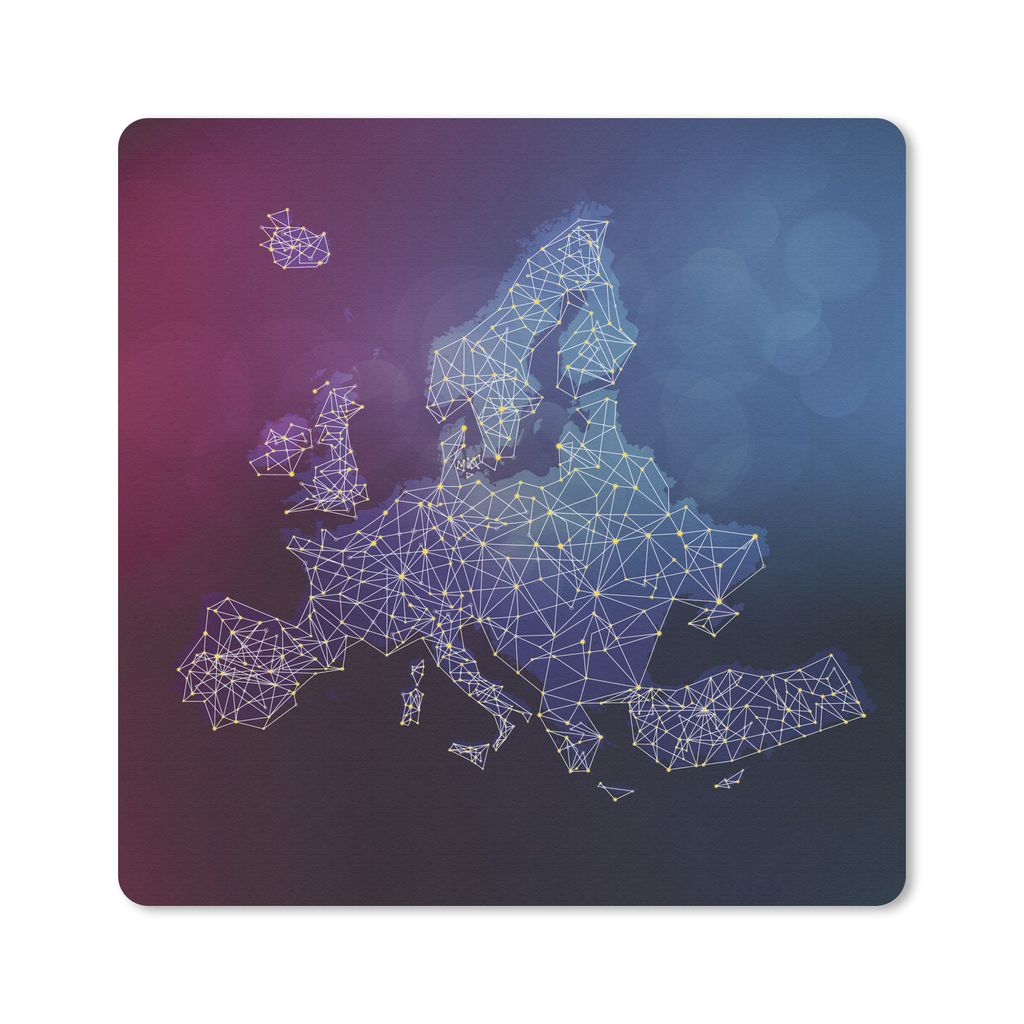 MuchoWow Mauspad Mousepad Karten - Europa - Digital 30x30 cm - Mousepads - Maus Mat - Pad - Mausunterlage - Gaming