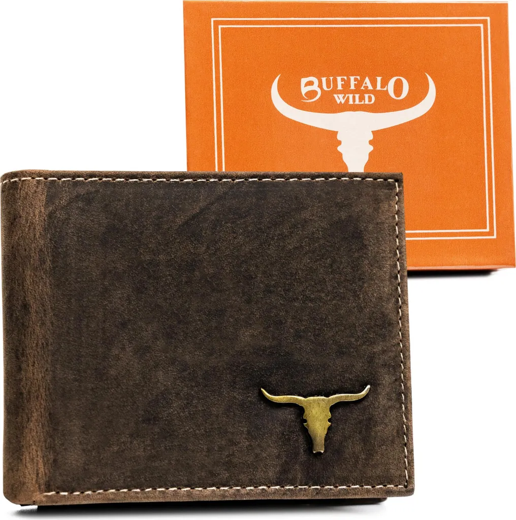 Porte-monnaie en cuir pour homme RM-05-BAW-9923 Marron de qualité