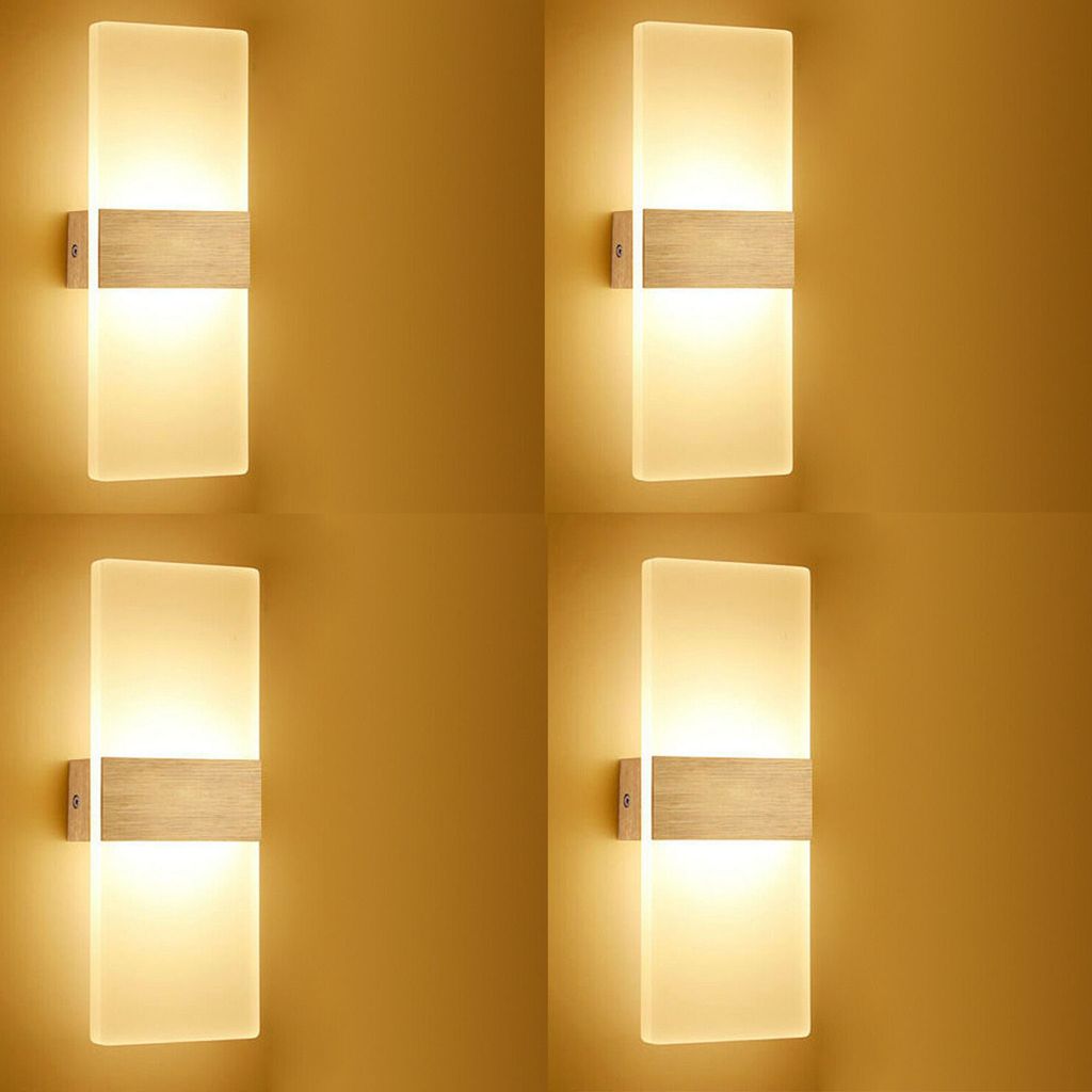 LED Wandleuchte Innen 12W Wandleuchte Moderne Acryl Wandleuchte Wohnzimmer Schlafzimmer Treppenhaus Korridor, Warmes Gelb, 4PCS