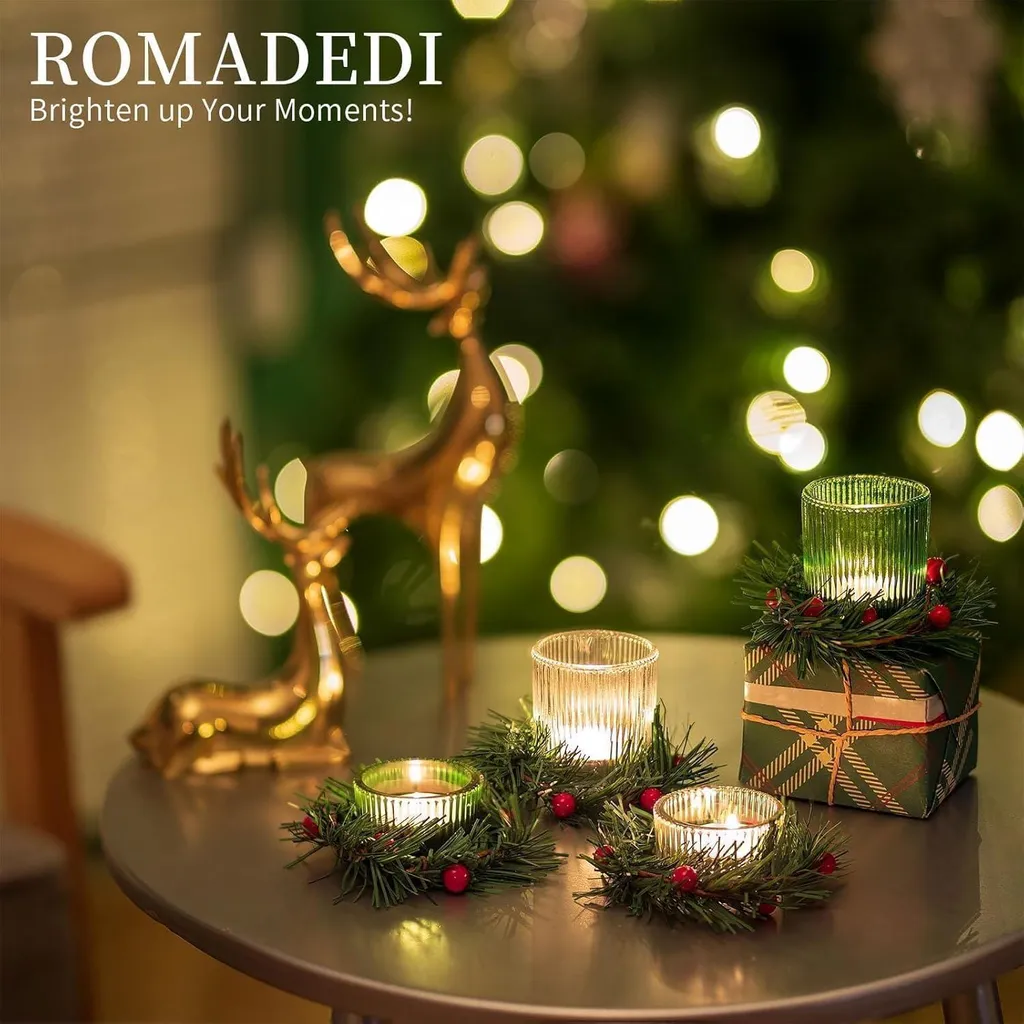 Supports Bougies Sécurisés pour Couronne de Noël en Verre - 8 Pièces - 2