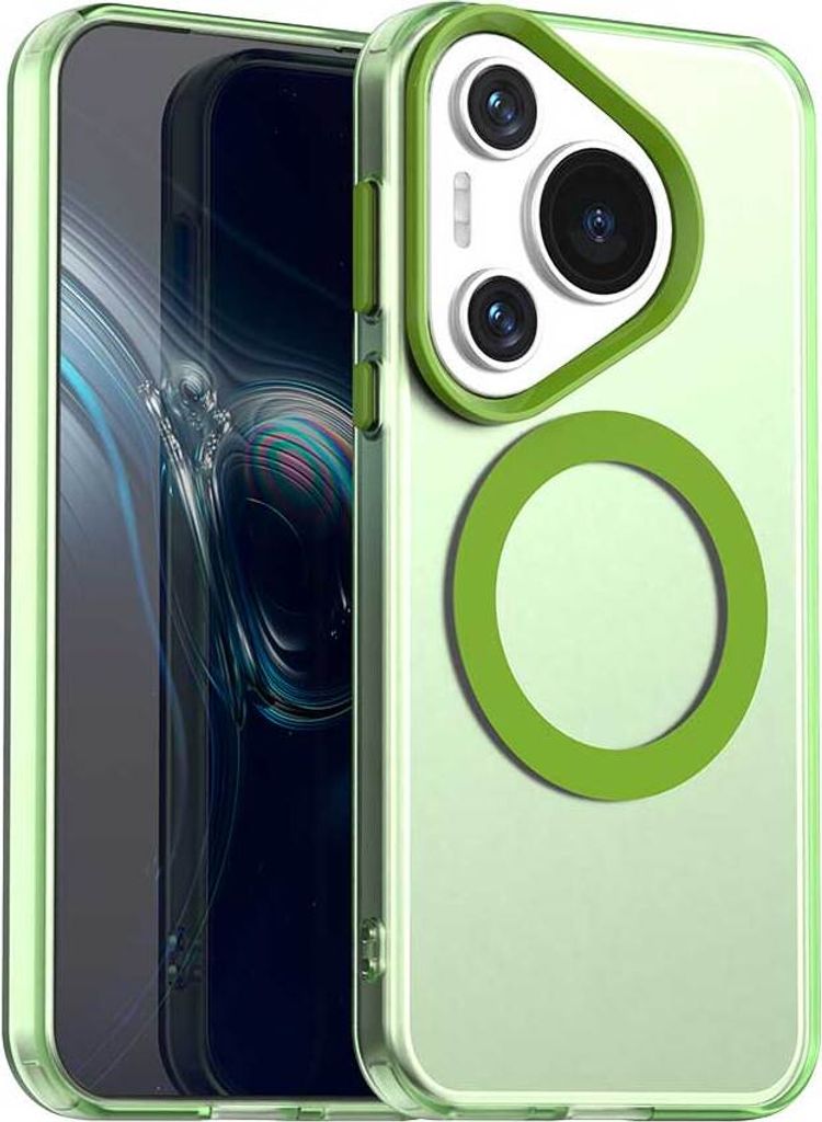 Magnetisch Hülle für Huawei Pura 70 Pro / Pura 70 Pro+, Schlank Durchscheinend Matt Stoßfest Handyhülle Grün